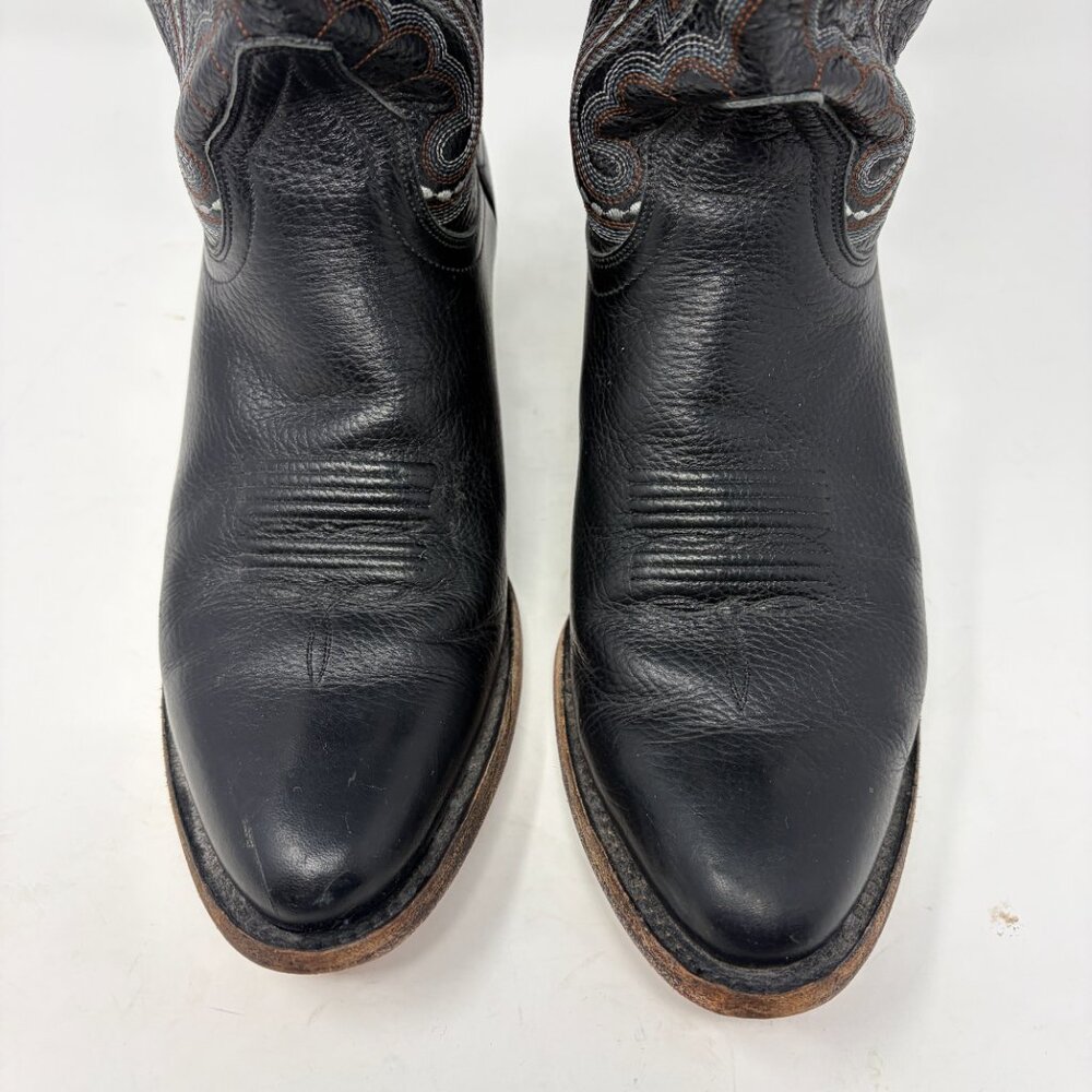 Ariat Black Western Cowboy Boots with Brown Accents - Picture 3 of 11